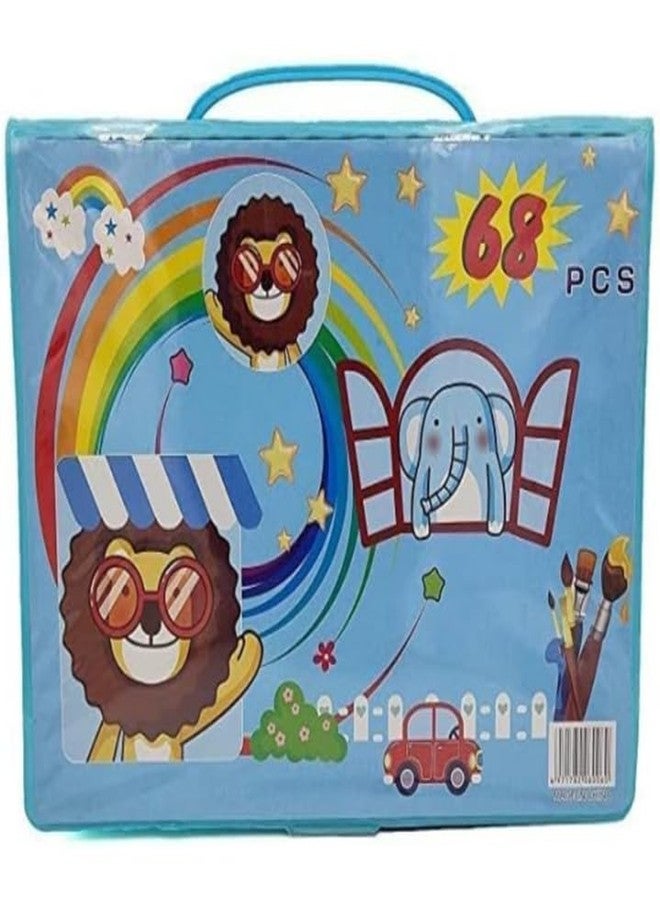 Manos 68 PIECES MIX COLOUR SET,CRAYON,WAX,WATERCOLOUR,PENCIL COLOUR SET FOR KIDS PACK OF 1 (Blue) - Image 2